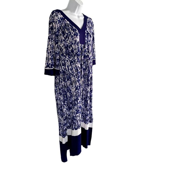 Simply Vera Vera Wang Blue Purple Print 1/2 Sleeve Caftan with Pockets Small NEW - Picture 4 of 11
